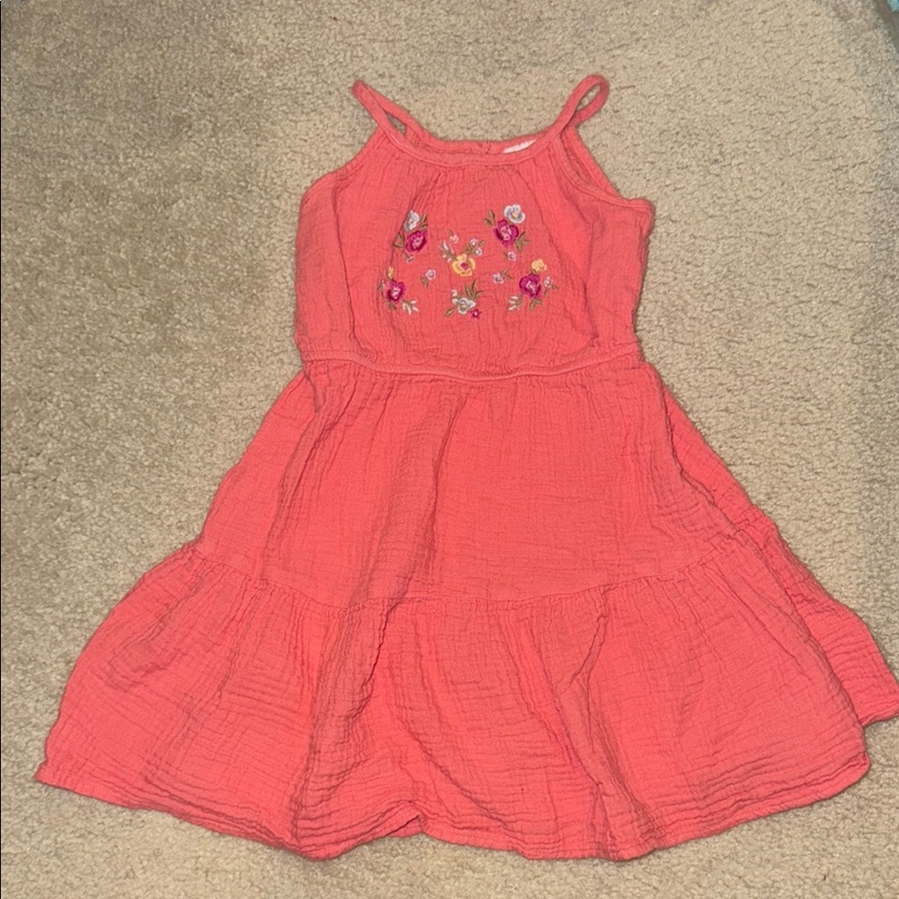 Jumping Beans Floral Embroidered Coral Kids Dress size 3T